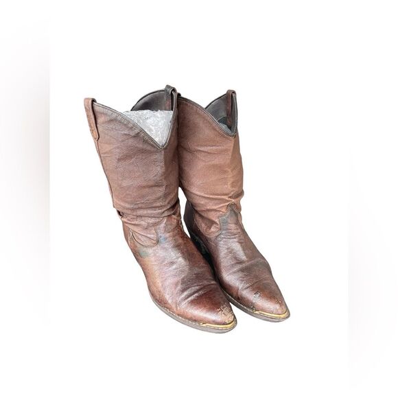 Dingo Women's Size 7.5 Brown Leather Cowboy Boots Slouchy Western - Picture 1 of 12